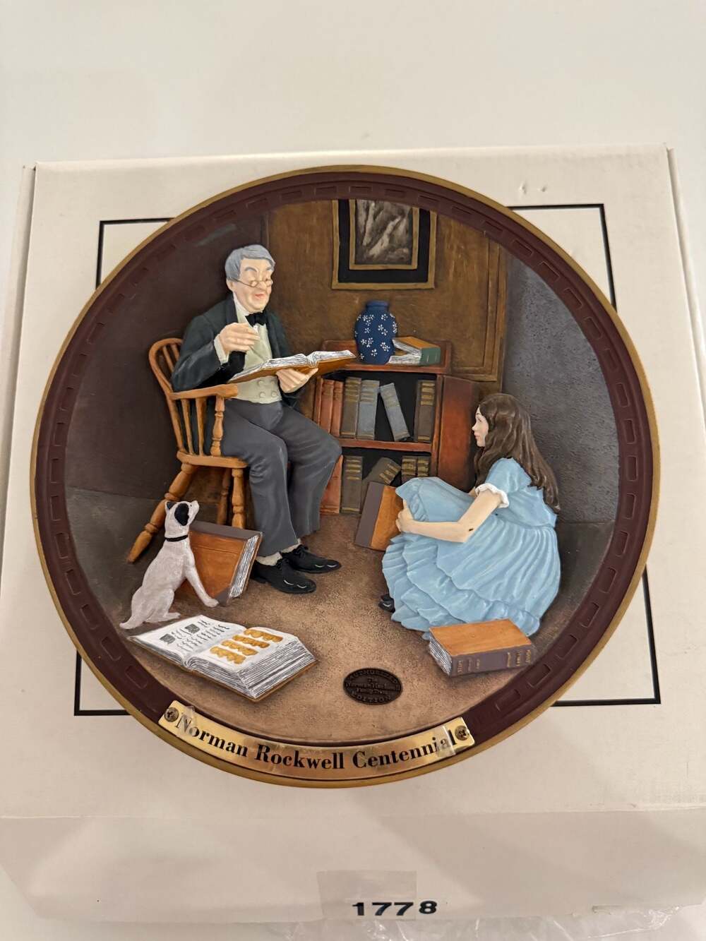 Norman Rockwell Centennial Collection 3D Resin Collector Plate The Storyteller
